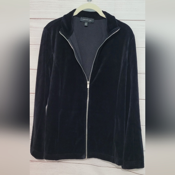Nwot Jones New York Black velour full zip size Large - Picture 4 of 8